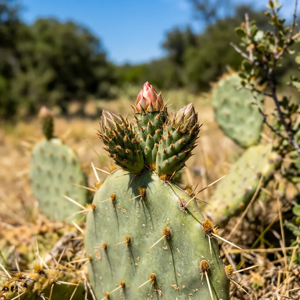 Native Texas vegetation and limestone soil
