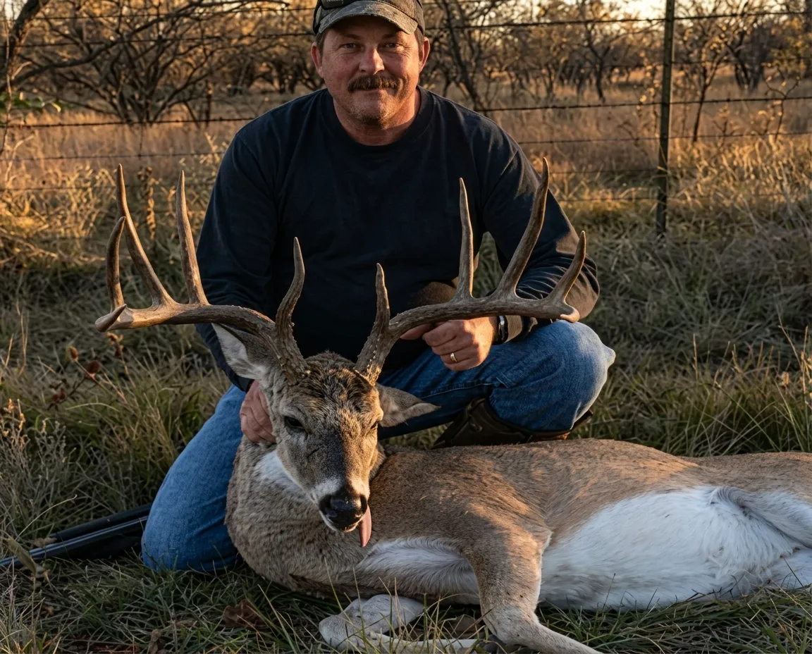 Large native whitetail buck in golden tall grass