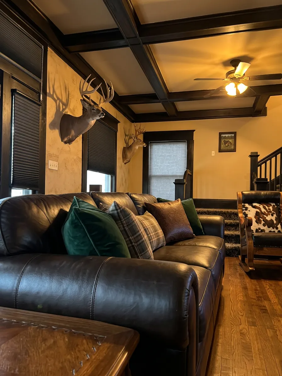 Leather logbook and brass compass on wooden table