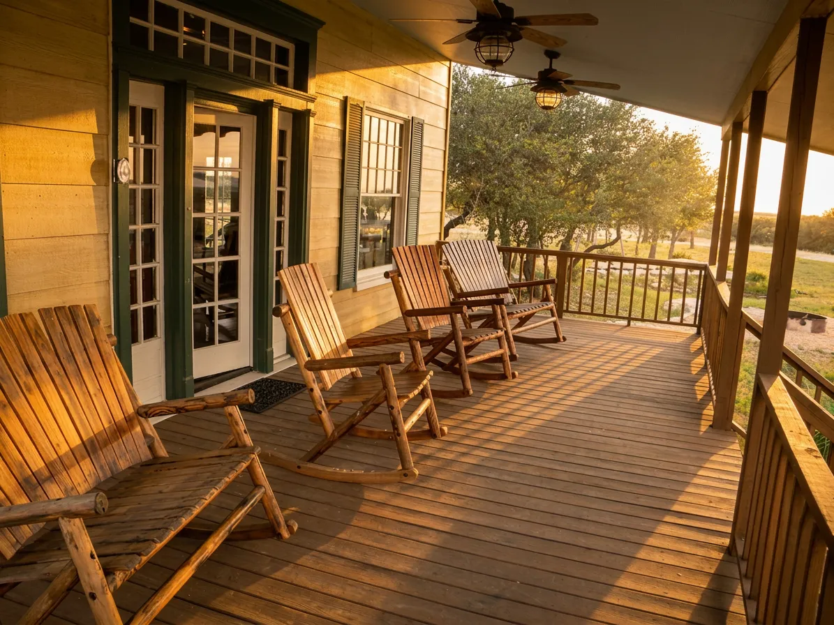 Rolling Texas ranch hills at golden hour