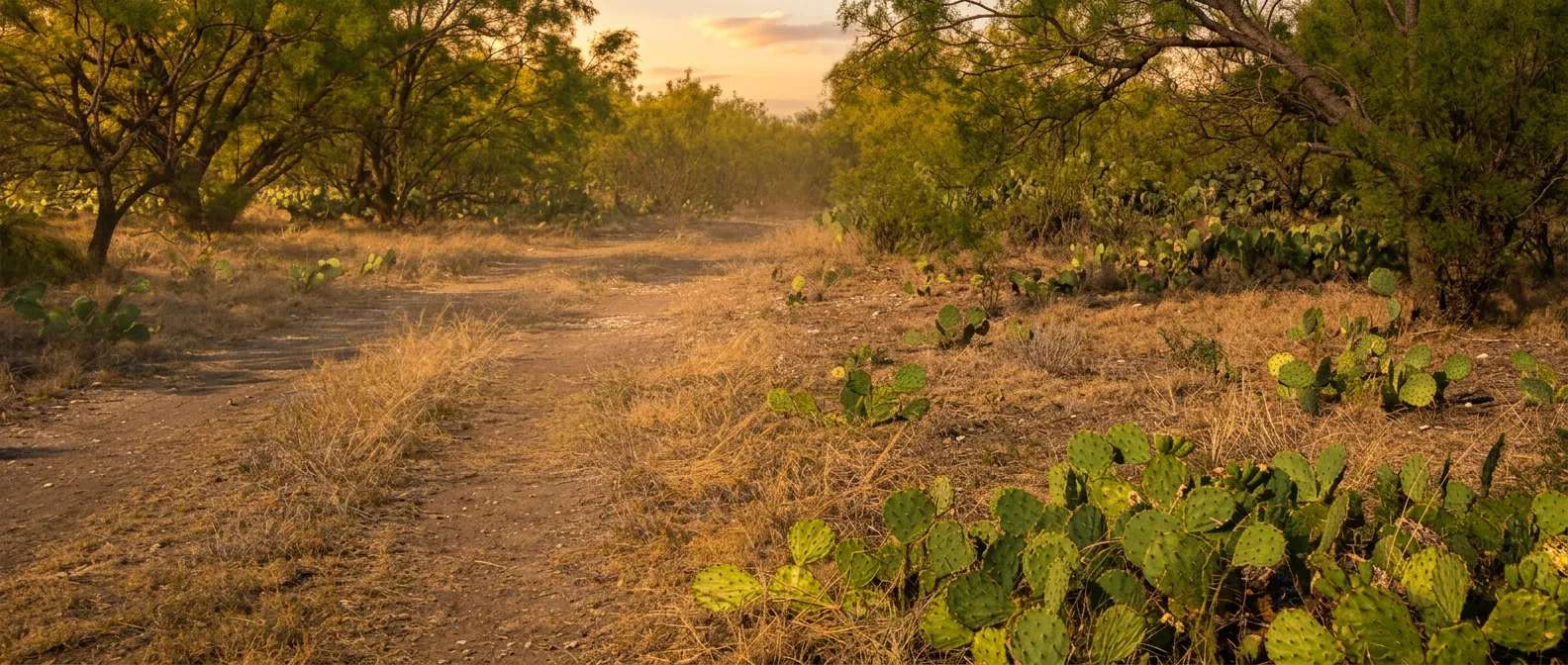 Starry night sky over Texas brush